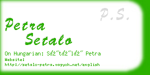 petra setalo business card